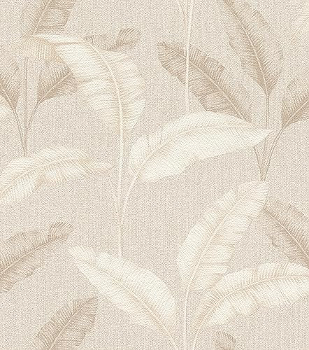 Rasch Papier peint 200331 - Avec feuilles de palmier tropicales - Beige - Aspect lin - 10,05 x 0,53 m (L x l)