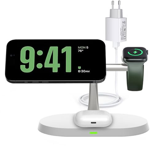 3 in 1 Magnetisches Kabelloses Ladegerät,kompatibel mit Magsafe Ladegerät für iPhone 16/15/14/13/12,mit PD-Adapter Faltbare schnelle Ladestation für Apple Watch 10/9/8/7/6/5 und Airpods Pro/4/3
