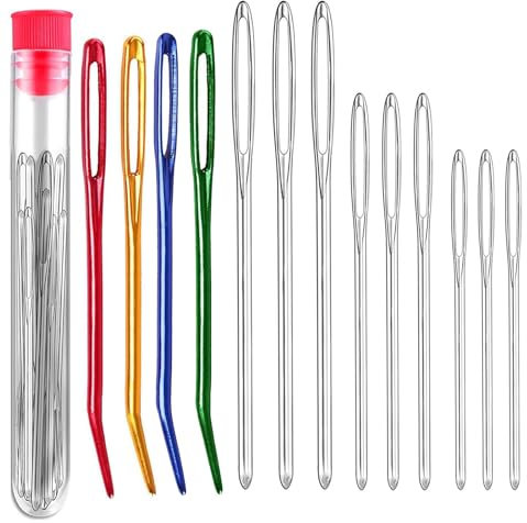 14 Stücke NäHnadeln Mit GroßEm öHr, GroßäUgiges Nadelset, Wollnadel zum Vernähen 4 GrößEn Groß Auge Stumpfe Nadel, Hand NäHnadel, Zum Weben Wolle HandgenäHtes Leder