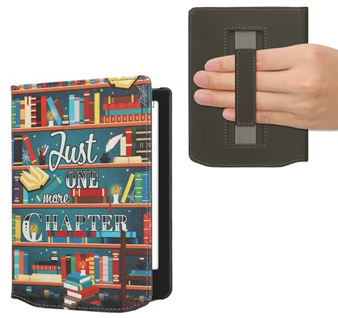 kwmobile Fodral kompatibelt med Pocketbook Verse/Pro/Color/Vivlio Light/Light HD fodral - magnetiskt flip-fodral i konstläder eReader surfplatta med rem - flerfärgad