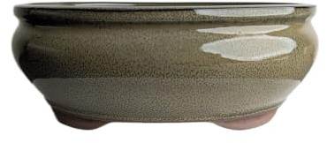 Glazed Ceramic Bonsai Pots without trays (Olive Green, 26cm)