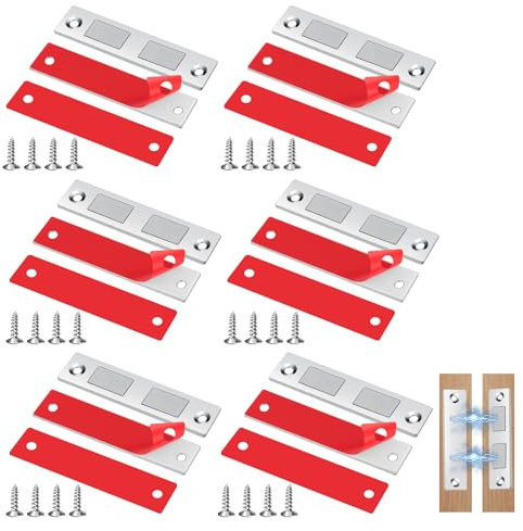 NVGVUP Imanes Puertas Armarios, 6 Piezas Cierre Magnetico para Puerta Ultra Delgado, Pestillo Puerta Corredera Armario Autoadhesivo, Cierre Magnético Doble Delgado para Muebles, Gabinetes, Puertas
