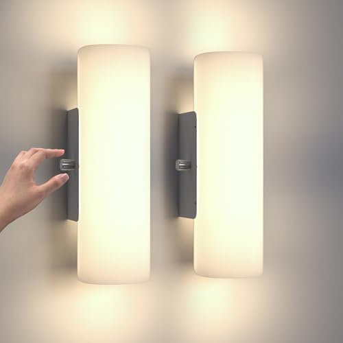 Applique Murale Interieur LED 12W, Acrylique Moderne Lampe Murale, Décoration avec Interrupteur (non gradateur) Pour l'éclairage de la chambre à coucher du salon Blanc Chaud 2 Pack