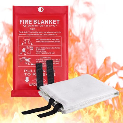 Manta contra incendios de cocina – Manta contra incendios, manta contra incendios para el hogar | Equipo de seguridad contra incendios 1x1 m para uso de emergencia Protección contra incendios