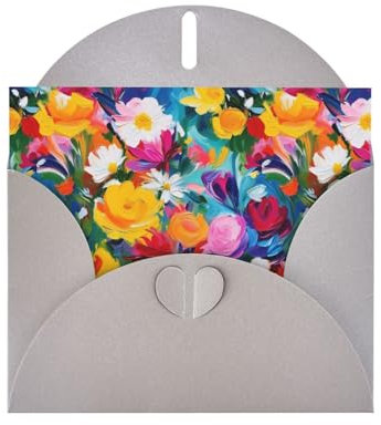 kastiong Impasto - Biglietto di auguri con stampa floreale, biglietto di anniversario, biglietto di compleanno, biglietto di ringraziamento, biglietti vuoti per familiari e amici, 2 pezzi