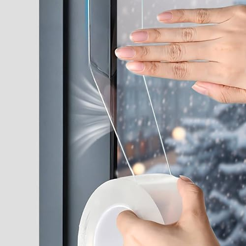 Newthinking Clear Weather Sealing Tape 30mmx10m, Waterproof Window Draft Isolation Weather Seal Adhesive Tape for Winter Door Draft Stopper No Residue Sealant