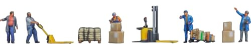 NOCH Lagerarbeiter, Figuren Set, 3D Farbe für Spurweite N, perfekt für Dioramen und Modelleisenbahn