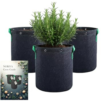 Pflanzsack 9L 3er Set – NORiVA – 400 g/m² Extra Robuste Vlies Grow Bags mit Metallösen – Atmungsaktive Stofftopf Pflanzkübel für Tomaten, Kräuter, Chili & Gemüse – Balkon & Garten