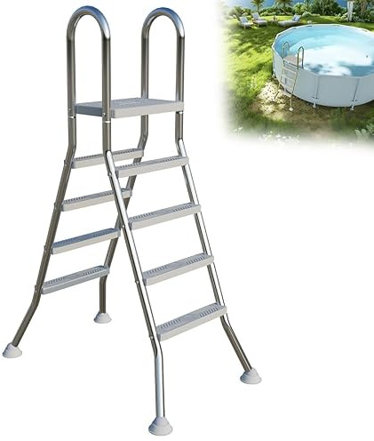 Aufun Escalera de piscina de acero inoxidable 304, 4 niveles