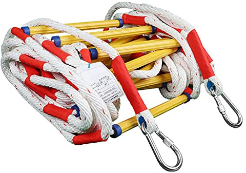 Emergency Rope Ladder for Fire Escape, Safety Climbing Ladder with Carabiners, 3-Meter Indoor/Outdoor Use, Ideal for Quick Evacuations & Playsets