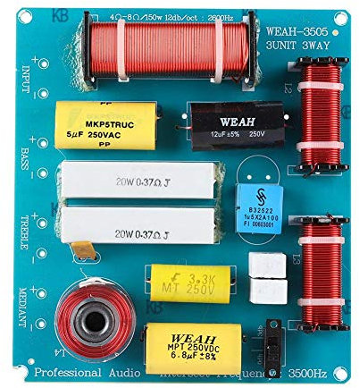 Topiky Diviseur de fréquence, Tweeter Mediant Bass 3 Voies Haut-Parleur Filtre Filtre Actif Filtre de fréquence Audio 300W pour Le Haut-Parleur DIY KTV Stage Speaker