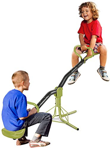 HOMCOM Kinder Gartenwippe, 360° drehbare Wippe, Karussellwippe, Metall, Grün, 180 x 65 x 53 cm