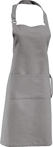 Erwin Müller Koch-Schürze, Küchenschürze Uni 100% Baumwolle grau Größe 72x90 cm - verstellbare Halsschlaufe, mit Aufsatztasche und Bindeband