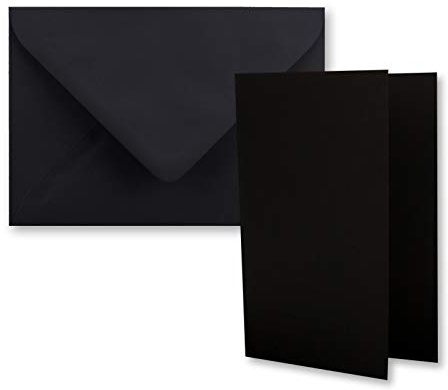 Färgglad Froh by GUSTAV NEUSER 25 x vikbart kortset DIN A7 – 10,5 x 7,4 cm – med kuvert DIN C7 i svart – små dubbelkort tomma för att designa själv och skriva ut