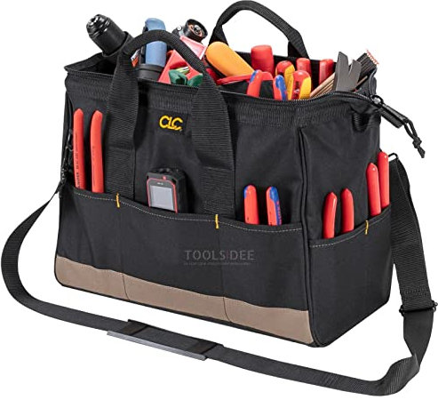 CLC BigMouth Werkzeugtasche mittelgroß, 1001165, Werkzeugtasche mit extra großer Öffnung und 22 Einstecktaschen