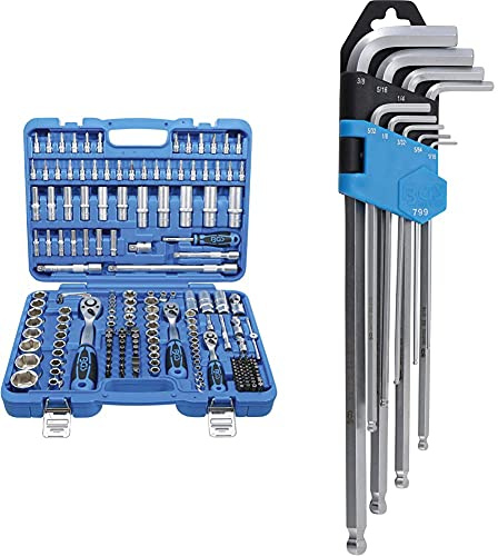 BGS 799 | Winkelschlüssel-Satz | 9-tlg. | Zollgrößen + 2245 | Steckschlüssel-Satz Sechskant | 192-tlg. | Antrieb 6,3 mm (1/4)