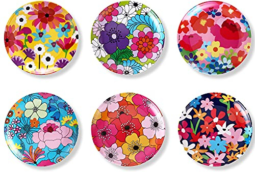 French Bull Melamine Assorted Plates-6 Piece Set -Melamine Dinnerware-Platter, Serving, Party, Platter, Dish (6 Appetizer Plate, Garden Floral)