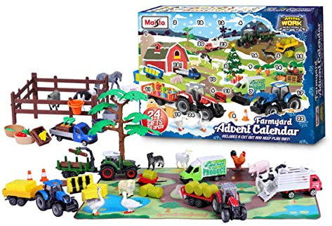 Maisto M12566 Mini Trabajando Machines-Farm Calendario Adviento, Color Surtido