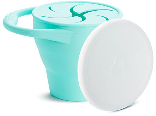 Munchkin Pot de Sevrage en Silicone | Attrape-Crème Pliable | Contenant Alimentaire | Pot pour Enfants sans BPA avec Couvercle | Anti-Déversement | Menthe