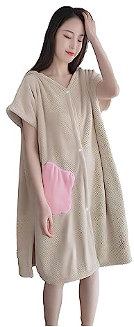 SJTJSPX Peignoir de Bain Microfibre Serviettes de Bain Serviette de Poncho Capuchon Robe de Chambre Femme Fille Séchage Rapide Peignoir Court Manche Drap de Bain Serviettes Plage Surf