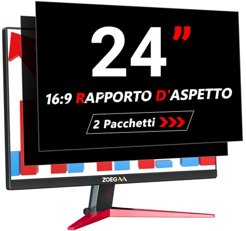 ZOEGAA Confezione da 2 Pellicole Privacy Monitor 24 Pollici per Computer 16:9 - Filtro Privacy Antiriflesso con Protezione Luce Blu per PC, Rimovibile a Doppia Faccia, Protezione Dati a 180°