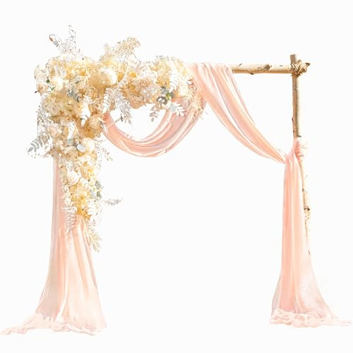 EBETA Cenefa de Boda Cortinas con cenefas, decoración a Mano alzada para Arco de Boda y Cortinas de Cama con Dosel de Arco de Ventanas Hechas de Tela de Gasa (Rosa Coral, 70 x 600 cm)