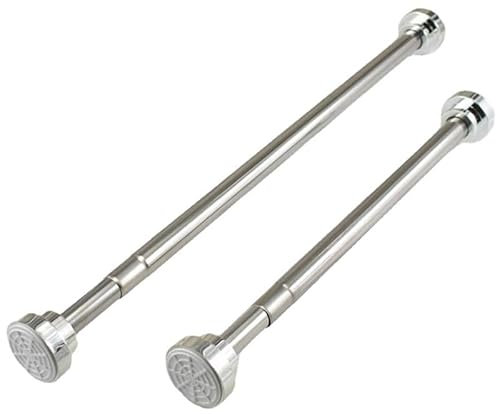 Extendable Shower Curtain Rail 55-85cm,Stainless Steel Shower Curtain Pole Curtain Tension Rod No Drilling Adjustable Shower Rail Telescopic Shower Pole for Bath,Closet,Wardrobe,Kitchen Silver