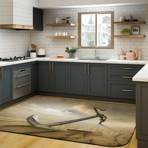 GUYOS Teppich, 150 x 200 cm, Wüsten-Anker-Muster, superweich, flauschig, schmutzabweisend, maschinenwaschbar, 2 Packungen