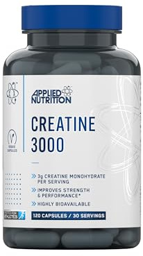 Applied Nutrition Creatine Monohydrate Capsules 3000mg Per Serving – High Strength Gym Supplement for Men & Women – Unflavoured Energy & Performance Support for Workout (120 Capsules – 30 Servings)