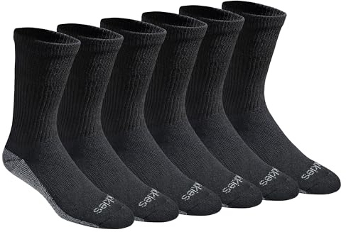 Dickies Men's Dri-tech Original Moisture Control Crew Socks, Available in M-XXL (6, 12, 18, Comfort Wide-top Black (6 Pairs), Large (Pack of 6)
