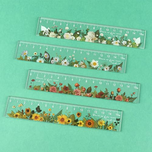 BAYTORY Lot de 4 Petites Règles en Plastique Transparent de 15,2 cm, Esthétiques en Acrylique, Règles Métriques en Vrac Avec Centimètres Pour Ecole, Maison, Bureau
