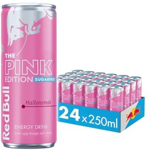 24x Red Bull Energy Drink Hallonsmak Sugarfree (24 x 250ml) - Erfrischender Himbeer-Geschmack - Schwedische Pink Edition - Exklusiv und Nicht in DACH - Region erhältlich!