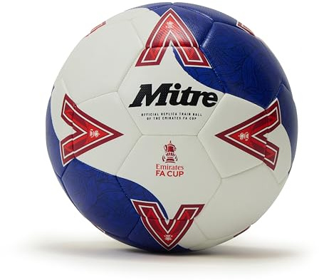 Mitre FA Cup Train 2526 Calcio per Unisex Adulto, Bianco/Blu/Rosso, 5