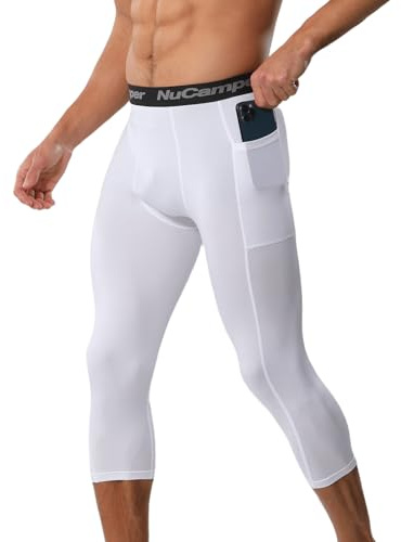 NuCamper Herren 3/4 Kompressionshose,Laufende Schnelltrocknende Atmungsaktiv Sport Leggings Running Funktionsunterhose Kompressionss Tights Basisschicht Schnell Trocknende Hose für Basketball Fitnesss