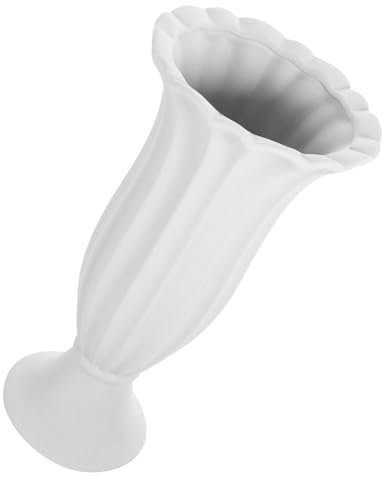 SOLUSTRE Vaso da Cimitero Commemorativo in Ceramica Bianca, Portafiori per Tomba Design Elegante, Vaso per Fiori da Giardino Resistente per Decorazioni Funebri e Commemorative