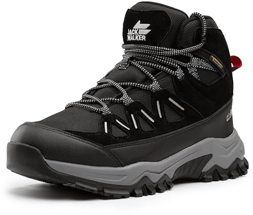 Jack Walker JW6755 Men's Waterproof Suede Leather Walking Boots | Waterproof Hydroguard, Suede Leather, Memory Foam Insole, High Traction Rubber Sole, Oxford Fabric, Ankle Support