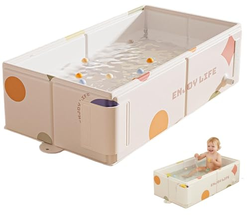 Bañera plegable para bebé, bañera infantil plegable con soporte ergonómico para recién nacidos y niños pequeños, portátil que ahorra espacio, para bebé color caqui, plegabl