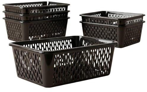 BERLONA Aufbewahrungskorb Kaja, 6er Set, 30 x 20 x 10 cm - Schwarz