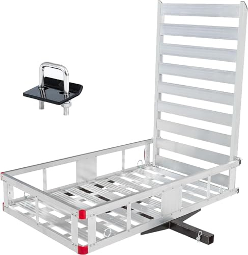 MaxxHaul 80779 Aluminum Hitch Mount Wheelchair/Mobility Carrier – 50 x 29.5 Cargo Basket with High Side Rails & 47 Ramp – Fits 2 Receiver – 500 lb Capacity for Trucks, SUVs, Vans, RVs