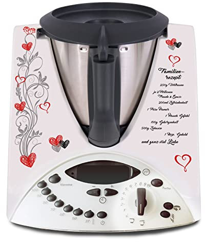 Deko Schutz Aufkleber kompatibel mit Küchenmaschine Thermomix TM31 Design Sticker Klebefolie Zubehör Küchengerät wasserfest selbstklebend R182 (24 Familienrezept)