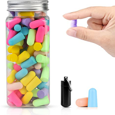 60 Pares Tapones Oido Espuma - 38 db SNR Tapones Para Los OíDos De Espuma Suave con funda de transporte de aluminio, Protección Auditiva, Para Roncar, Ruido de Construcción, Aviones, Trabajo, Viajes