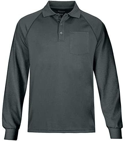 MOHEEN Men's Outdoor Sport Performance Polo Long Sleeve Shirt Tactical Top Tee Shirt(Dark Grey,4XL)