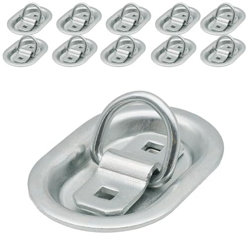 NTG Aro de amarre con anillo para montaje hasta 800 daN, capacidad de carga de 800 kg, barra de amarre, amarre (10 unidades)