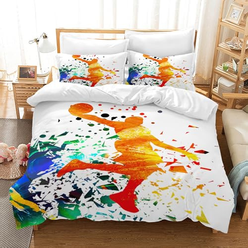 PQCXXA Housse de Couette Football Parure de Lit 2 Personnes avec Fermeture Éclair - Housse Couette en Microfibre avec 2 Taie d'oreiller 50x75 cm (Aquarelle, 200X200CM)