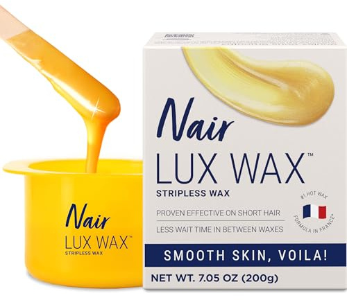 Nair Lux Wax, Microwaveable Hot Waxing Kit for Women, Stripless Hair Removal for Legs, Underarms, Bikini at Home, Proven Effective on Short Hair, 1 Count, 7.05 Oz