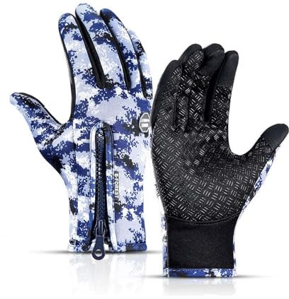 WIWIDANG Frostfit - Thermo Handschuhe Winddicht Wasserdicht, Fahrrad-Thermohandschuhe, Warme Winterhandschuhe Mit Touchscreen Funktion (Blaue Camouflage, S)