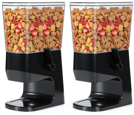 Tokokimo Müslispender, Zerkleinert Keine Cerealien Beim Ausgeben, 3,2 L Cereal Dispenser & Cornflakes Spender, Ideal Für Süßigkeiten, Nüsse, Bohnen, Granola（Schwarz, 2er-Set）