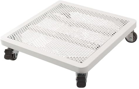 Sottobicchiere per vasi da fiori in metallo resistente, con ruote, per interni ed esterni, mobile con 2 freni, bianco, 30 x 30 cm