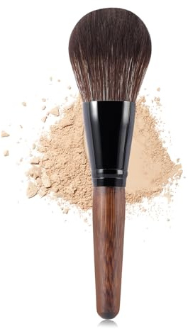 Large Bamboo Mineral Powder Brush, Fluffy Foundation Makeup Brush Kabuki Brushes with Soft Synthetic Bristles for Loose & Pressed Powder, Liquid, Cream, Buffing, Blending, Vegan & Cruelty-Free Tool