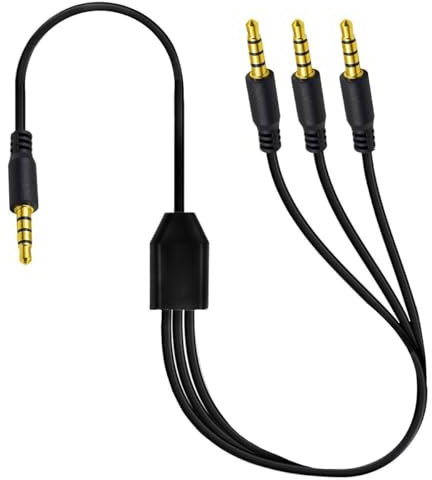 HUHANGGod 1 to 3 Ways 4Poles 3.5mm Headphone Splitter Cable, 1/8 TRRS 1 in 3 Out Male to 3 Male Stereo Audio Microphone Cord for Headphone,Speakers(1meter) (3x3.5mm)